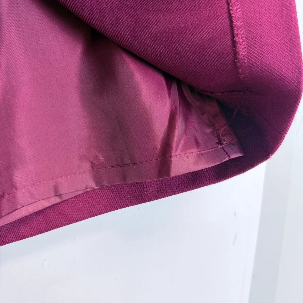 NEW LOFT Women Size 8 Magenta Purple Twill Mini Skirt Gold Button Pockets